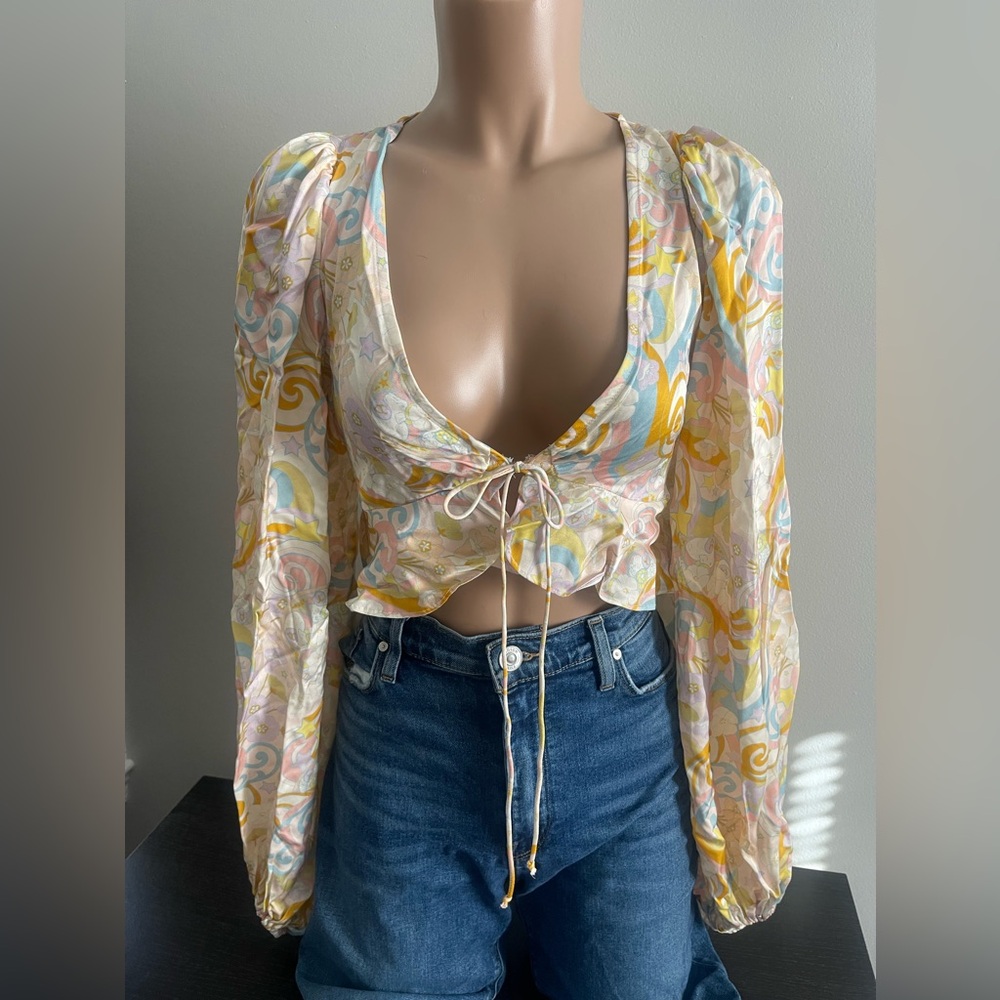 For Love And Lemons Marcia Crop Top in Yellow